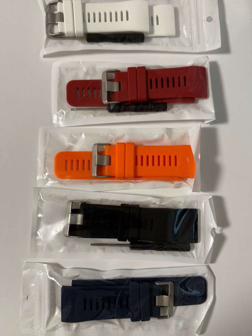 garmin Silicone Watch Band Set in White, Red, Orange, Black, Navy